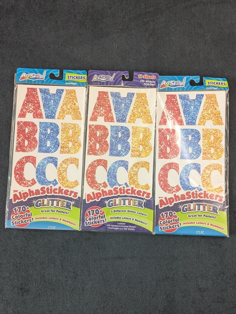 NWT! ArtSkills Glitter Alpha Stickers (Letters, Numbers, Punctuation & Stars)